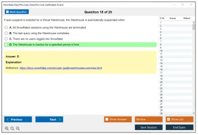 Snowflake SnowPro-Core SnowPro Core Certification Exam Practice test exam simulator test engine exam Prep practice test questions answers Image 18