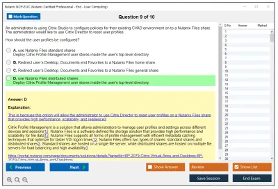 Nutanix NCP-EUC Nutanix Certified Professional - End User Computing (NCP-EUC) v6 Exam Practice test exam simulator test engine exam Prep practice test questions answers Image 9