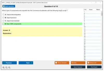 SAP C_C4H620_03 SAP Certified Development Associate - SAP Customer Data Cloud Practice test exam simulator test engine exam Prep practice test questions answers Image 8