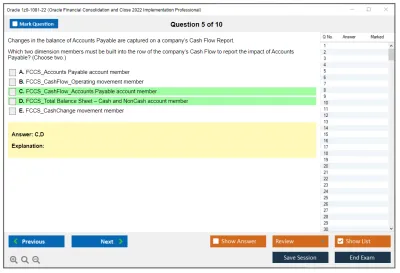 Oracle 1z0-1081-22 Oracle Financial Consolidation and Close 2022 Implementation Professional Practice test exam simulator test engine exam Prep practice test questions answers Image 5