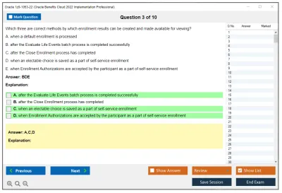 Oracle 1z0-1053-22 Oracle Benefits Cloud 2022 Implementation Professional Practice test exam simulator test engine exam Prep practice test questions answers Image 3