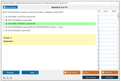Databricks Databricks-Certified-Data-Engineer-Associate Databricks Certified Data Engineer Associate Exam Practice test exam simulator test engine exam Prep practice test questions answers Image 6