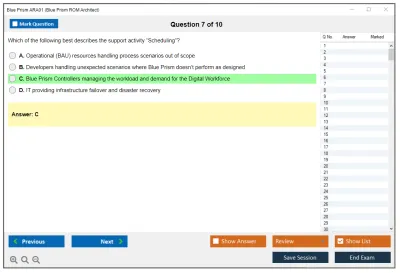 Blue Prism ARA01 Blue Prism Accredited ROM Architect Exam Practice test exam simulator test engine exam Prep practice test questions answers Image 7