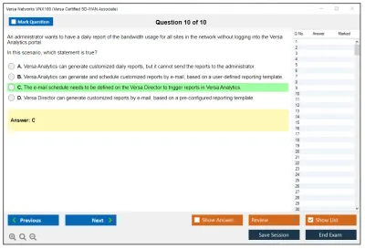 Versa Networks VNX100 Versa Certified SD-WAN Associate Practice test exam simulator test engine exam Prep practice test questions answers Image 10