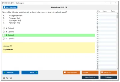 CIW 1D0-520 CIW v5 Site Designer Practice test exam simulator test engine exam Prep practice test questions answers Image 5