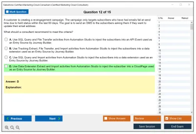 Salesforce Certified-Marketing-Cloud-Consultant Salesforce Certified Marketing Cloud Consultant Practice test exam simulator test engine exam Prep practice test questions answers Image 12