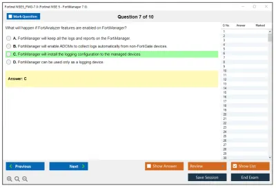 Fortinet NSE5_FMG-7.0 Fortinet NSE 5 - FortiManager 7.0 Practice test exam simulator test engine exam Prep practice test questions answers Image 7