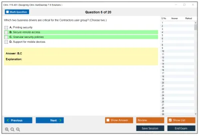 Citrix 1Y0-401 Designing Citrix XenDesktop 7.6 Solutions  Practice test exam simulator test engine exam Prep practice test questions answers Image 6