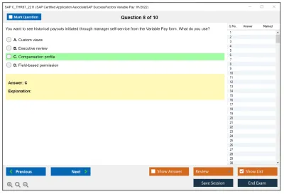SAP C_THR87_2211 SAP Certified Application AssociateSAP SuccessFactors Variable Pay 1H/2022 Practice test exam simulator test engine exam Prep practice test questions answers Image 8