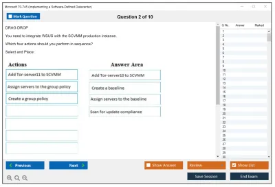 Microsoft 70-745 Implementing a Software-Defined Datacenter Practice test exam simulator test engine exam Prep practice test questions answers Image 2