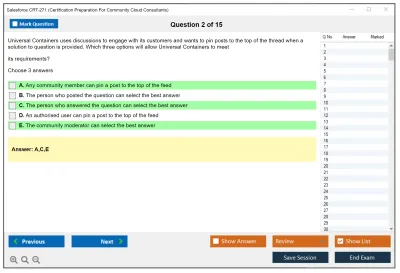Salesforce CRT-271 Salesforce Certification Preparation For Community Cloud Consultants Practice test exam simulator test engine exam Prep practice test questions answers Image 2
