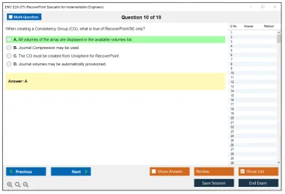 EMC E20-375 RecoverPoint Specialist Exam for Implementation Engineers Practice test exam simulator test engine exam Prep practice test questions answers Image 10