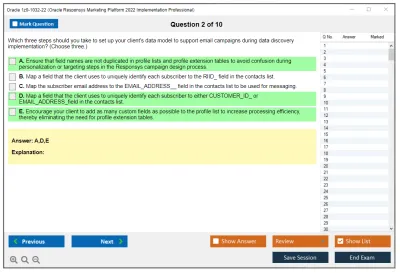 Oracle 1z0-1032-22 Oracle Responsys Marketing Platform 2022 Implementation Professional Practice test exam simulator test engine exam Prep practice test questions answers Image 2