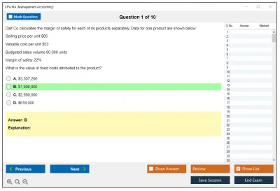 CPA MA Management Accounting Practice test exam simulator test engine exam Prep practice test questions answers Image 1