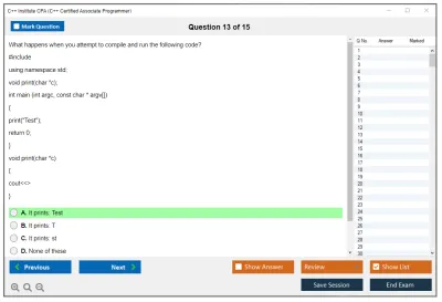 C++ Institute CPA C++ Certified Associate Programmer Practice test exam simulator test engine exam Prep practice test questions answers Image 13