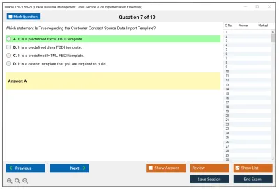 Oracle 1z0-1059-20 Oracle Revenue Management Cloud Service 2020 Implementation Essentials Practice test exam simulator test engine exam Prep practice test questions answers Image 7