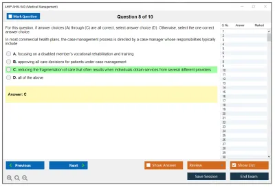 AHIP AHM-540 Medical Management Practice test exam simulator test engine exam Prep practice test questions answers Image 8