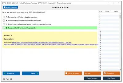 SAP C_S4CFI_2202 SAP Certified Application Associate - SAP S/4HANA Cloud (public) - Finance Implementation Practice test exam simulator test engine exam Prep practice test questions answers Image 9