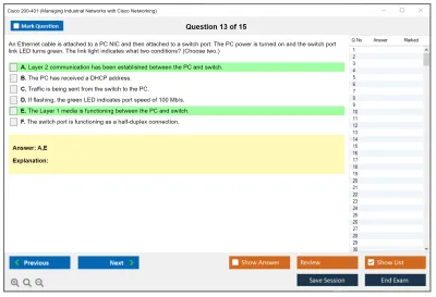 Cisco 200-401 Managing Industrial Networks with Cisco Networking Practice test exam simulator test engine exam Prep practice test questions answers Image 13