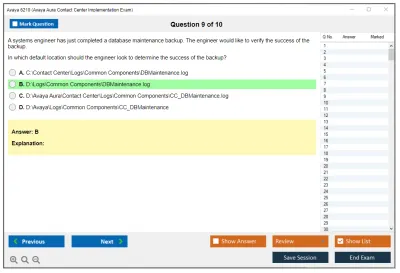 Avaya 6210 Avaya Aura Contact Center Implementation Exam Practice test exam simulator test engine exam Prep practice test questions answers Image 9