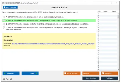 IBM M2090-732 IBM SPSS Modeler Sales Mastery Test v1 Practice test exam simulator test engine exam Prep practice test questions answers Image 2