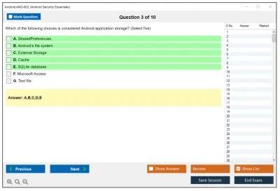 Android AND-802 Android Security Essentials Practice test exam simulator test engine exam Prep practice test questions answers Image 3