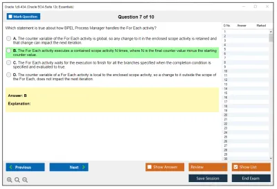 Oracle 1z0-434 Oracle SOA Suite 12c Essentials Practice test exam simulator test engine exam Prep practice test questions answers Image 7