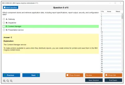 IBM C2090-623 IBM Cognos Analytics Administrator V1 Practice test exam simulator test engine exam Prep practice test questions answers Image 6