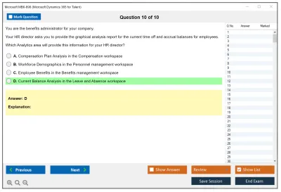 Microsoft MB6-898 Microsoft Dynamics 365 for Talent Practice test exam simulator test engine exam Prep practice test questions answers Image 10