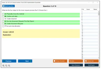 Oracle 1z0-1073-20 Oracle Inventory Cloud 2020 Implementation Essentials Practice test exam simulator test engine exam Prep practice test questions answers Image 3