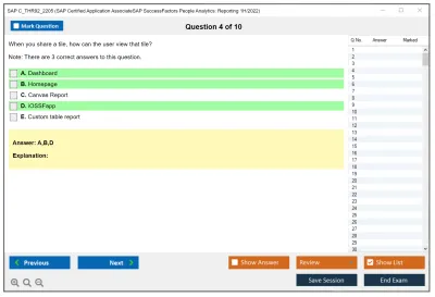 SAP C_THR92_2205 SAP Certified Application AssociateSAP SuccessFactors People Analytics: Reporting 1H/2022 Practice test exam simulator test engine exam Prep practice test questions answers Image 4