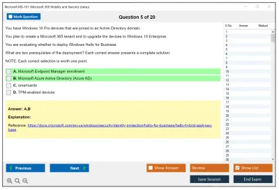 Microsoft MS-101 Microsoft 365 Mobility and Security Practice test exam simulator test engine exam Prep practice test questions answers Image 5