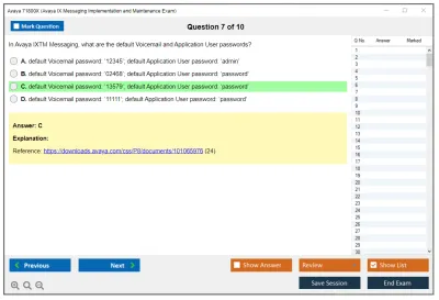 Avaya 71800X Avaya IX Messaging Implementation and Maintenance Exam Practice test exam simulator test engine exam Prep practice test questions answers Image 7