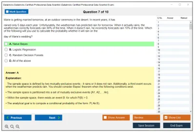 Databricks Databricks-Certified-Professional-Data-Scientist Databricks Certified Professional Data Scientist Exam Practice test exam simulator test engine exam Prep practice test questions answers Image 7