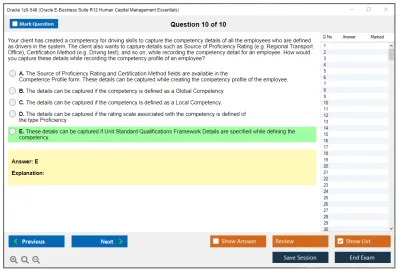 Oracle 1z0-548 Oracle E-Business Suite R12 Human Capital Management Essentials Practice test exam simulator test engine exam Prep practice test questions answers Image 10