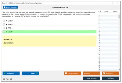 Cisco 644-066 Cisco Routing and Switching Solutions Specialist Practice test exam simulator test engine exam Prep practice test questions answers Image 9