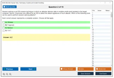 SANS SEC504 Hacker Tools, Techniques, Exploits and Incident Handling Practice test exam simulator test engine exam Prep practice test questions answers Image 2