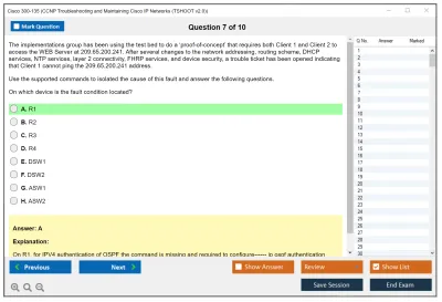 Cisco 300-135 CCNP Troubleshooting and Maintaining Cisco IP Networks (TSHOOT v2.0) Practice test exam simulator test engine exam Prep practice test questions answers Image 7