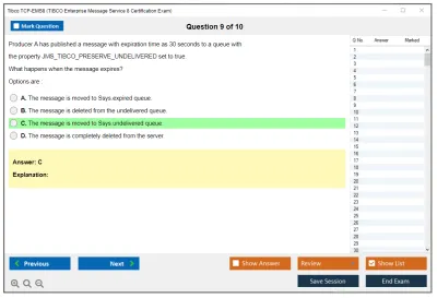 Tibco TCP-EMS8 TIBCO Enterprise Message Service 8 Certification Exam Practice test exam simulator test engine exam Prep practice test questions answers Image 9