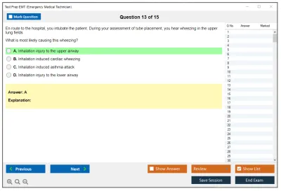 Test Prep EMT Emergency Medical Technician Practice test exam simulator test engine exam Prep practice test questions answers Image 13