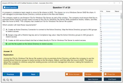 Amazon AWS SAA-C03 AWS Certified Solutions Architect - Associate (SAA-C03) Practice test exam simulator test engine exam Prep practice test questions answers Image 17