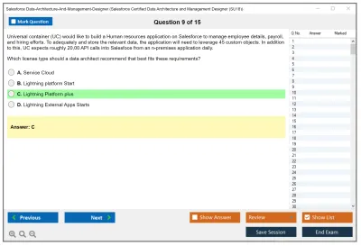 Salesforce Data-Architecture-And-Management-Designer Salesforce Certified Data Architecture and Management Designer Practice test exam simulator test engine exam Prep practice test questions answers Image 9