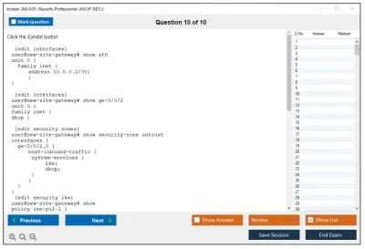 Juniper JN0-635 Security-Professional (JNCIP-SEC) Practice test exam simulator test engine exam Prep practice test questions answers Image 10