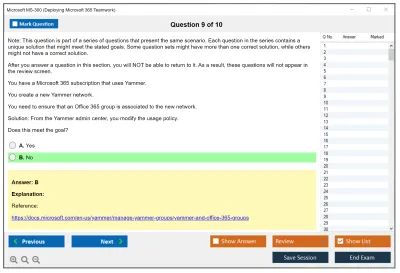 Microsoft MS-300 Deploying Microsoft 365 Teamwork Practice test exam simulator test engine exam Prep practice test questions answers Image 9