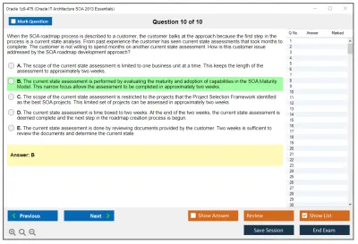 Oracle 1z0-475 Oracle IT Architecture SOA 2013 Essentials Practice test exam simulator test engine exam Prep practice test questions answers Image 10