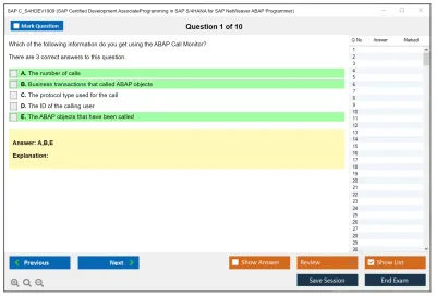 SAP C_S4HDEV1909 SAP Certified Associate - Developer - Programming in SAP S/4HANA for SAP NetWeaver ABAP Programmer Practice test exam simulator test engine exam Prep practice test questions answers Image 1