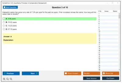 WorldatWork C3E Quantitative Principles in Compensation Management Practice test exam simulator test engine exam Prep practice test questions answers Image 3