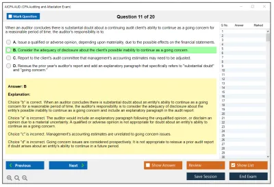 AICPA AUD CPA Auditing and Attestation Exam Practice test exam simulator test engine exam Prep practice test questions answers Image 11