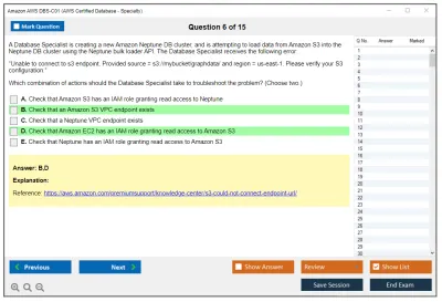 Amazon AWS DBS-C01 AWS Certified Database - Specialty Practice test exam simulator test engine exam Prep practice test questions answers Image 6