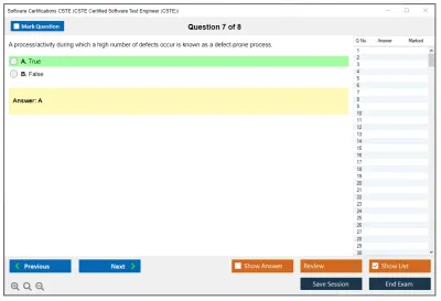 Software Certifications CSTE Certified Software Tester Practice test exam simulator test engine exam Prep practice test questions answers Image 7